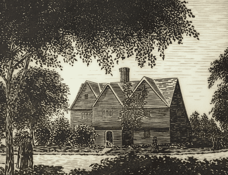 Drawing of the Witch House Salem Ma