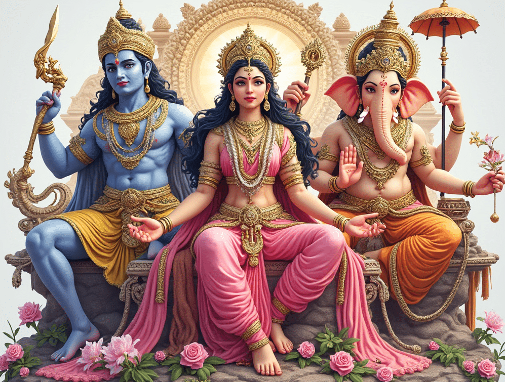 Hindu Deities Brahma the creator God Saraswati goddess Ganesha elephant head god