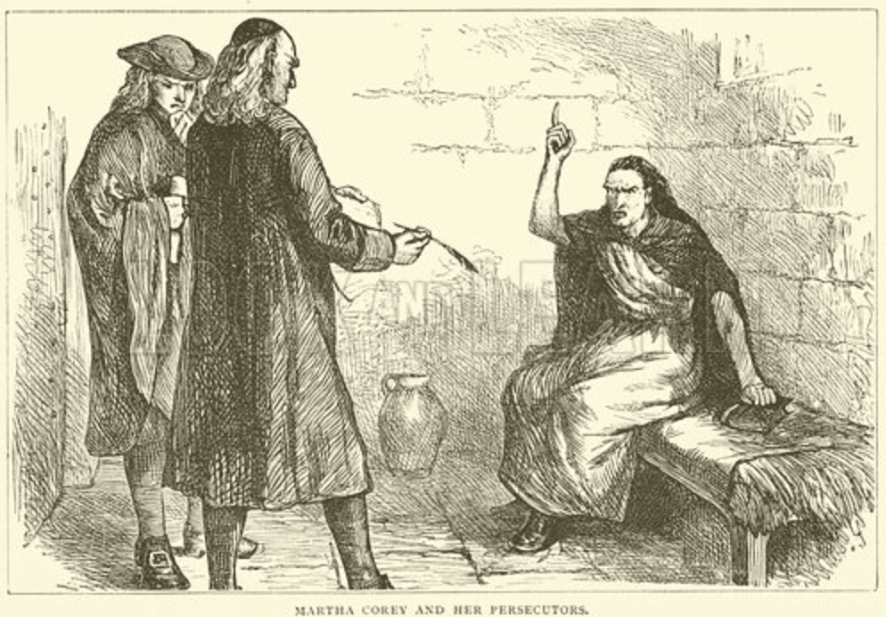 What does Martha Corey’s story reveal about the role of women in Puritan society and the challenges they faced during the Salem Witch Trials
