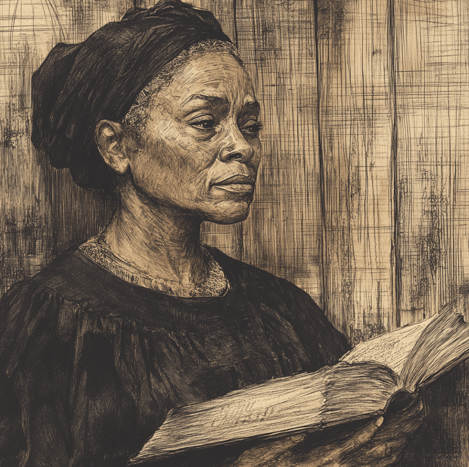 his illustration portrays Tituba, a central figure in the Salem Witch Trials of 1692. Tituba was an enslaved woman of African or Indigenous descent who lived in the household of Reverend Samuel Parris in Salem Village. She became one of the first individuals accused of practicing witchcraft after the mysterious afflictions of Betty Parris and Abigail Williams. Under intense pressure, Tituba confessed to witchcraft, claiming she had been coerced by the devil and implicating others in the village. Her confession ignited a wave of hysteria, leading to the infamous trials. This depiction highlights her role as both an accused and a victim of the fear and prejudice that defined the era.