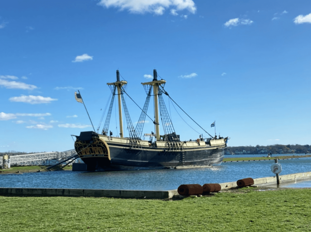 How was the Friendship of Salem replica built, and what materials were used